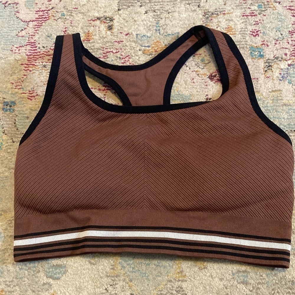 Members Mark Brown Seamless Racerback Sports Bra Size Large